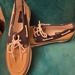 Mens Sz 13 polo boat shoes navy blue and khaki